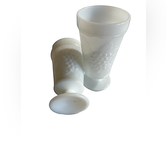 not branded Other - TWO VINTAGE WHITE MILK GLASS GRAPEVINE  PEDESTAL BASE